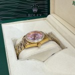 Datejust series pink dial with diamonds 31mm gold strap